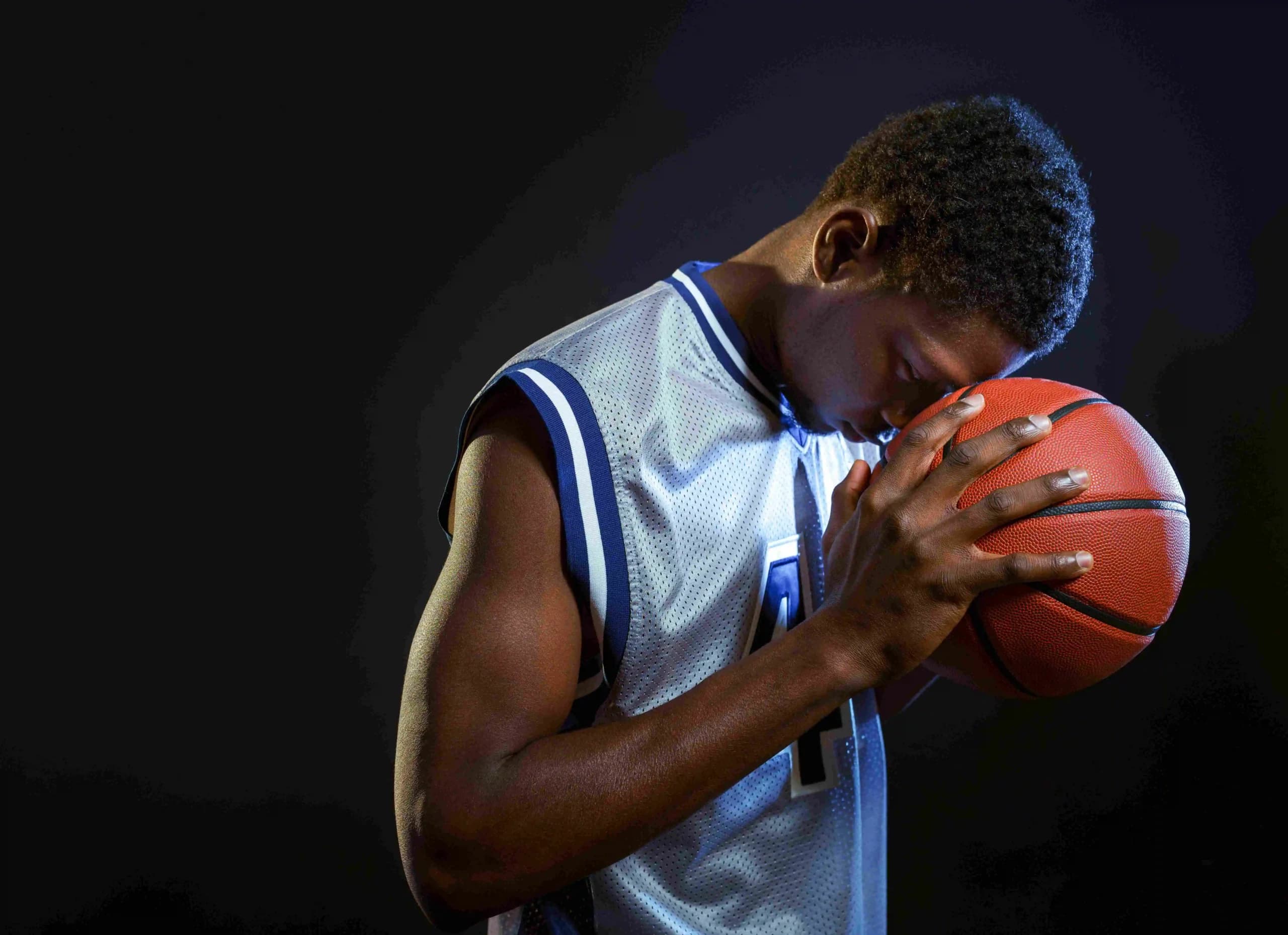 Athlete in deep mental focus and visualization